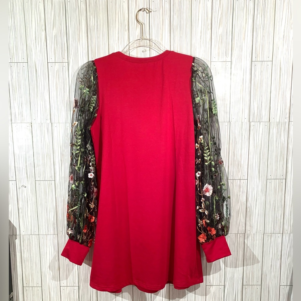 Embroidered Puff Sleeve Tunic Dress - Picture 6 of 7